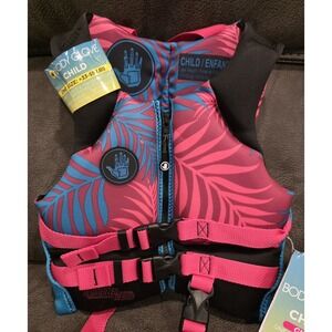 Body Glove Child Girls Evoprene PFD Life Jacket Vest 33-55 lbs  Blue/Pink NWT
